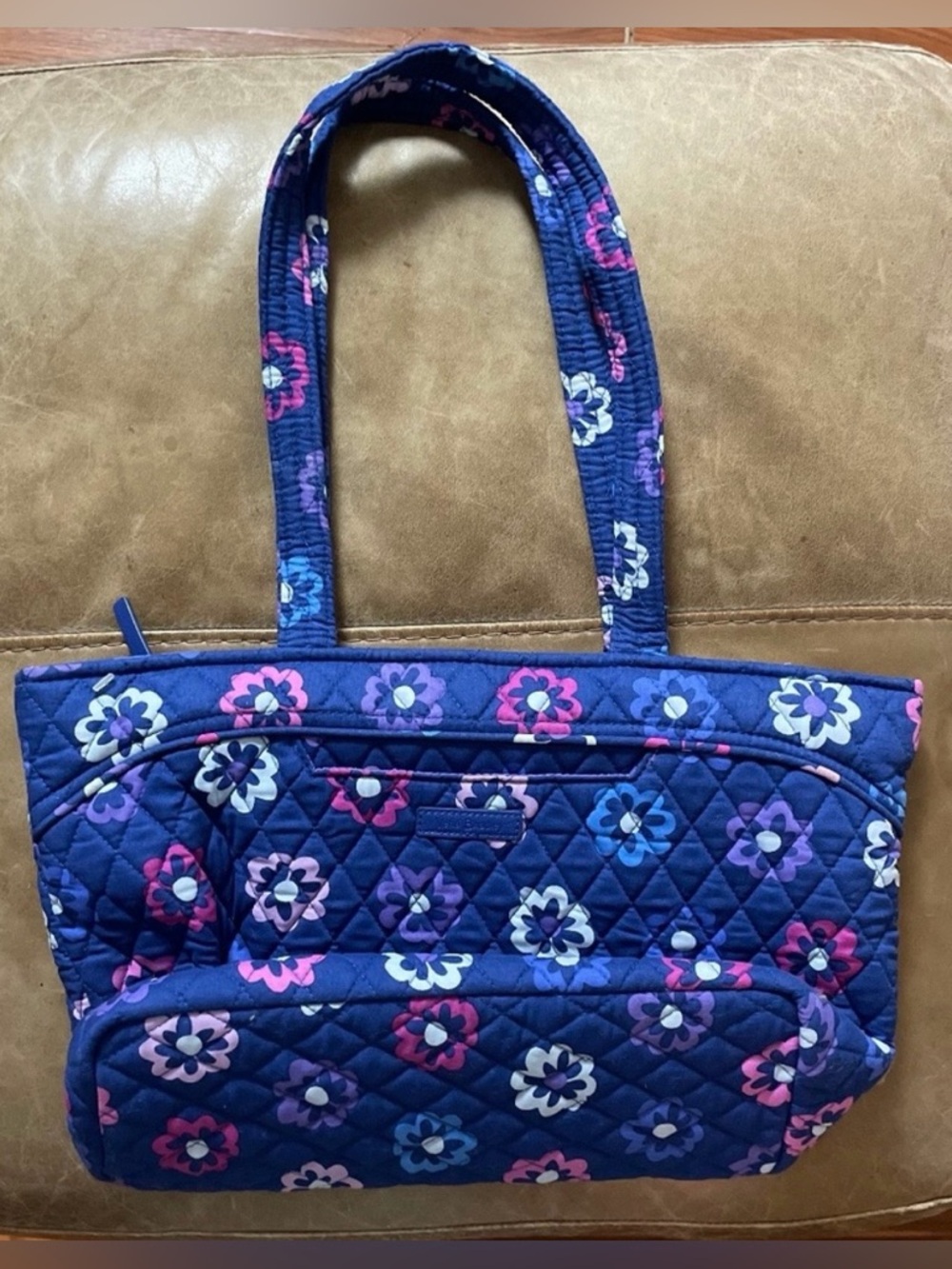NWOT Vera Bradley Retired Ellie Flowers Tote - Blue with Pink & Purple Floral